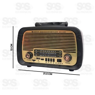 Rádio Retrô Portátil 5W Bluetooth Ministar MS-8128BR