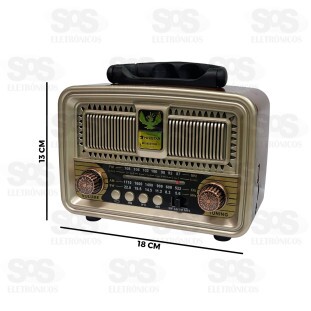 Rádio Retrô Portátil 5W Bluetooth Ministar MS-8091BR
