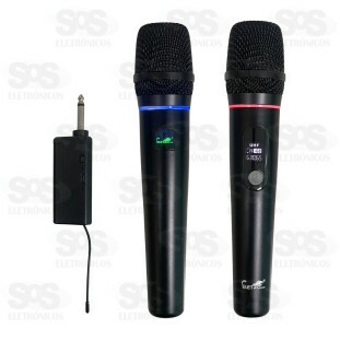 Kit 2 Microfones Sem Fio Dinâmico Com Painel Eletromex EL-5015