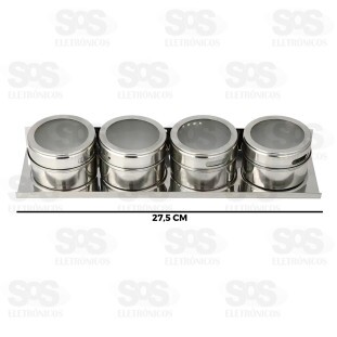 Conjunto Porta Temperos Magnéticos 4 Peças TOP1269