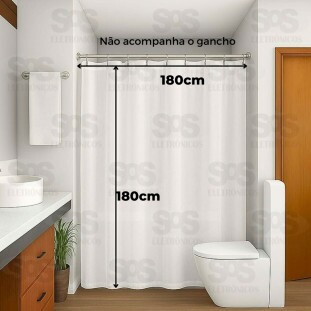 Cortina Para Banheiro Lisa 180x180CM TOP1876