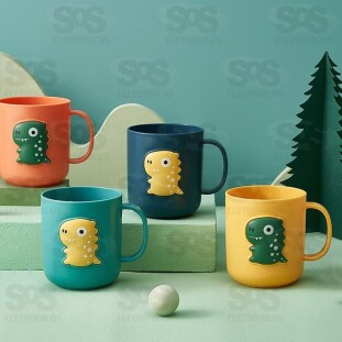 Caneca Infantil 340ml Dinossauro Fofo Cores Variadas TOP1481