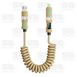 Cabo de Dados 4 em 1 Espiral 2 Metros Eletromex El-3137