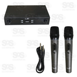 Kit 2 Microfones Dinâmicos e Receptor Eletromex EL-5027