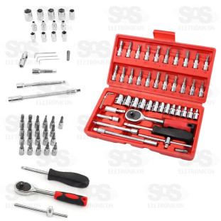 Jogo De Soquete 48 Peças 1/4 B-Tek BT-372