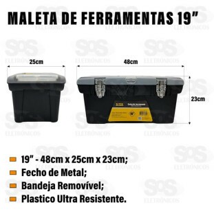 Caixa de Ferramentas 19" Pol Organizadora Resistente B-Tek BT-401
