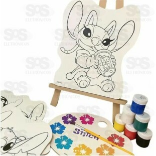 Kit Pintura Infantil Stitch 4 Telas Em Madeira Para Colorir Nig Brinquedos 4102