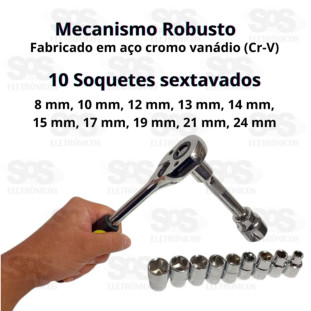 Kit De Soquetes Sextavados 1/2 Catraca Extensor B-Tek BT-434