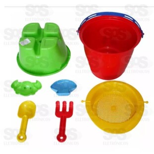 Balde Boneco 7 Peças Colorido Poliplac 4606