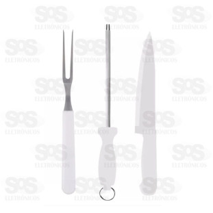 Kit Churrasco Aço Inox 3 Peças HM-471