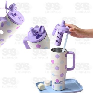 Garrafa Térmica Com Boca Dupla 900ml Estampas Variadas WU-476