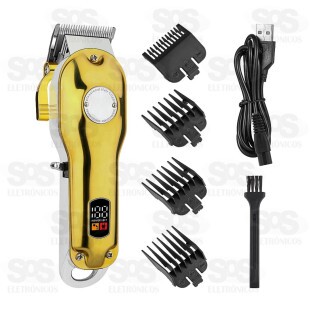 Máquina De Cortar Cabelo Profissional Tela LED Sem Fio Eletro EL-5108