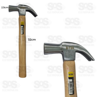 Martelo Unha Com Cabo De Madeira 32cm B-Tek BT-546