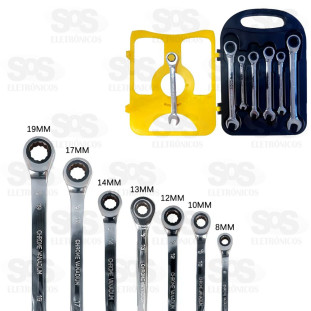 Jogo De Chave Combinada Catraca 7 Peças De Aço 08 A 19mm B-Tek 594
