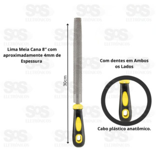 Lima Grossa Meia Cana 8 Polegadas B-Tek BT-604