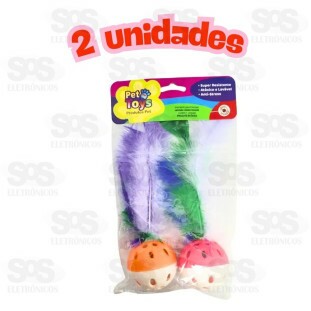 Bolinha Com Gizo e Pena para Gatos com 2 Unidades Pet Toy 6329
