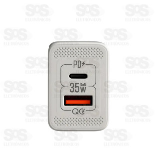 Carregador Turbo USB + PD 35W Cabo USB E Iphone  Kaidi KD-671A