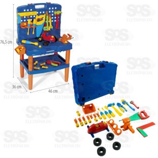 Bancada De Ferramentas Infantil 45 Peças Poliplac 6877