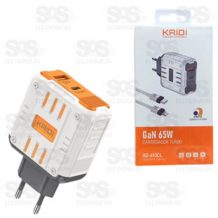 Carregador USB +PD Com Cabo Type C Para Iphone 65W Kaidi KD-693CL
