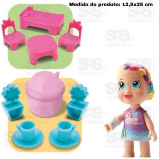 Boneca Vinil Brincar de Dodói Com Acessórios Divertoys 8224