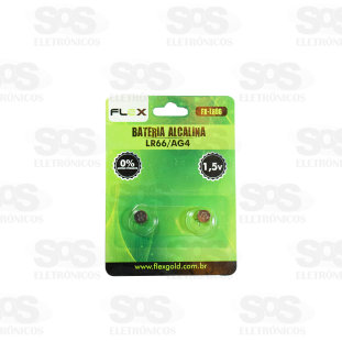 Bateria Botão LR66/AG4 Cartela Com 2 Unidades Flex LR06