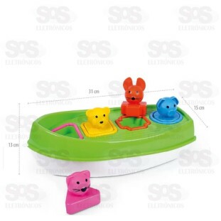 Barco Arca Didática Colorida Com Bichinhos Poliplac 6952