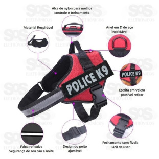 Coleira Peitoral Police K9 para Cães Ajustável XXB-15M