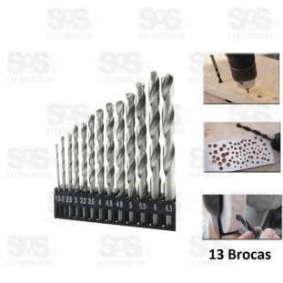 Jogo De Brocas 13 Peças Aço Rápido Luatek Lwj-166