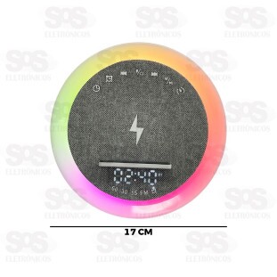 Caixa De Som 50W Com Luminária e Carregador Por Indução Eletromex EL-1078