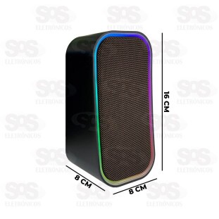Caixa de Som Multimídia Com LED 6W Eletromex EL-6003