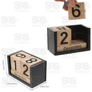 Calendário Cubos Decorativo 8x13cm em MDF 6649