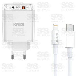 Carregador Turbo USB+PD 35W Cabo Iphone Kaidi KD-671CL