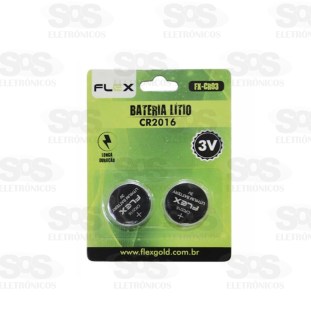 Bateria Moeda 2016 3V Cartela Com 2 Unidades Flex FX-CR03