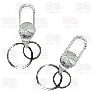 Chaveiro Bola Basquete Metálico Com Argola Dupla 12 Unidades Caerus CRS-1040