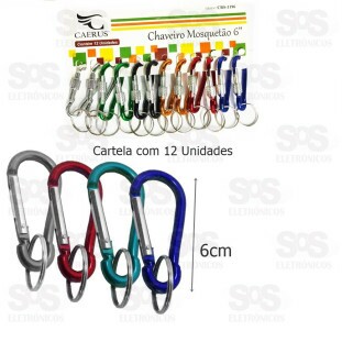 Chaveiro Mosquetão Com 12 Unidades Caerus CRS-1419