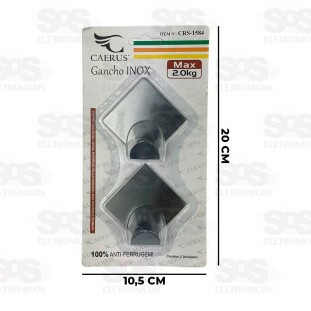 Ganchos Multiuso Aço Inox 2 Unidades Caerus CRS-1584