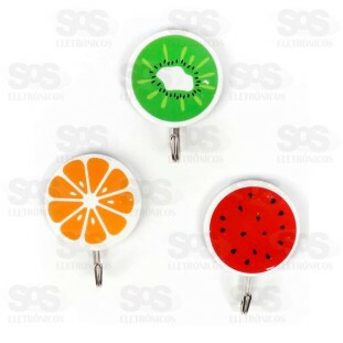 Ganchos Multiuso de Plástico 9 Peças Frutas Caerus CRS-2352