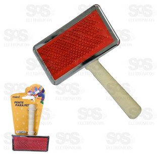 Escova Rasqueadeira Pet Cães E Gatos Cabo Madeira LCW-SSE06