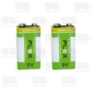Bateria De Zinco Carbono 9V 2 Peças Flex FX-9Z2