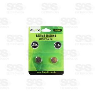 Bateria Botão LR43/AG12 Cartela Com 2 Unidades Flex lR05