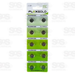 Bateria Botão FX-LR936/AG9 1.5V 10 Unidades Flex Gold