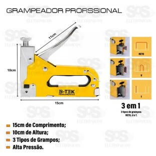 Grampeador Tapeceiro 10-14mm Profissional B-TEK BT-388
