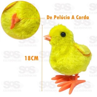 Brinquedo Pintinho Pula Pula 18cm De Pelúcia a Corda Toy king TK-1237