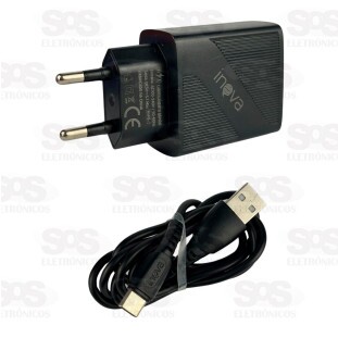 Carregador 3 USB 5.1A Com Cabo Type C Inova CAR-3250C