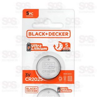 Bateria Moeda Ultra Lítio CR 2025 3V 5 Unidades Black Decker