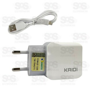 Carregador Com Cabo Iphone 2 USB 2.4A Kaidi KD-301A