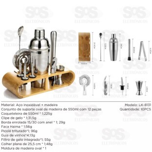 Kit Coqueteleira Com 12 Peças Luatek LC-8131
