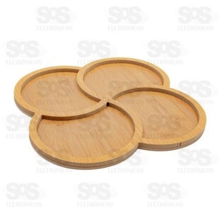 Tábua Para Petiscos Trevo 4 Divisórias MDF Top Útil TOP1432