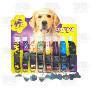 Cartela Coleira Seda Com Plaquinha 8 Unidades Pet Toys 3060