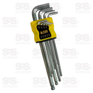 Kit Chave Allen 1,5 a 10mm Com 9 Peças B-Tek BT-522